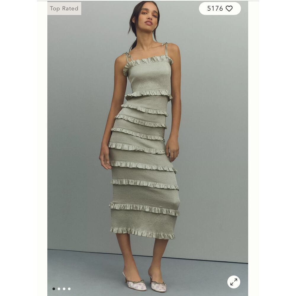 V. Chapman The Lily Midi-Length Dress Sleeveless in Sage Size 12 NWT